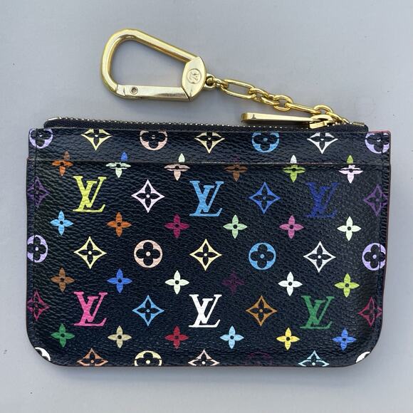 LOUIS VUITTON Monogram Multicolor Black Pochette Cles Coin Case Key Pouch - Picture 7 of 14